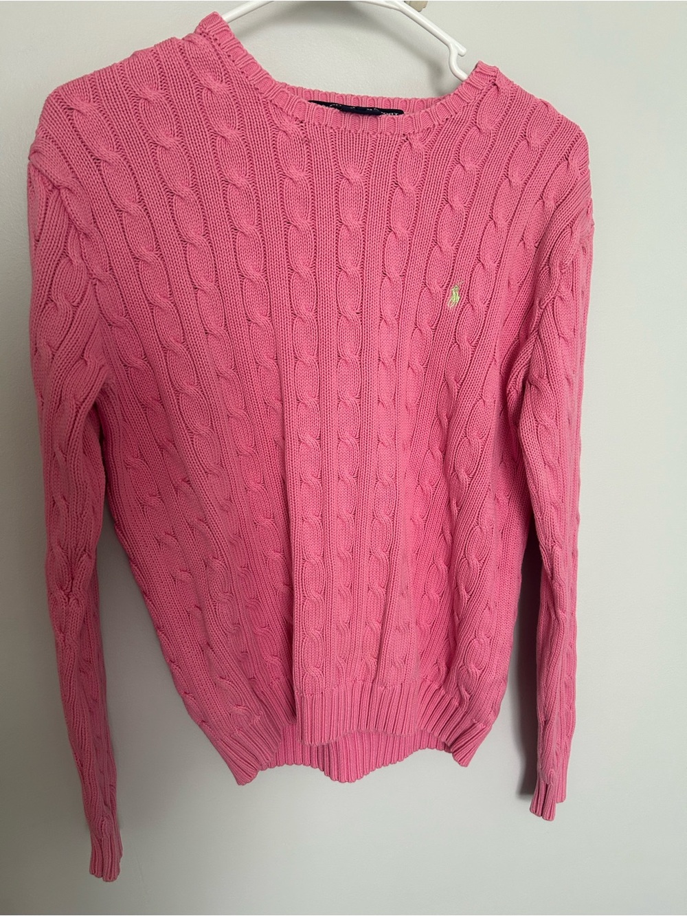 Ralph Lauren SignaturPolo Pink Classic Cable-Knit Crewneck Sweater Women’s Mediu